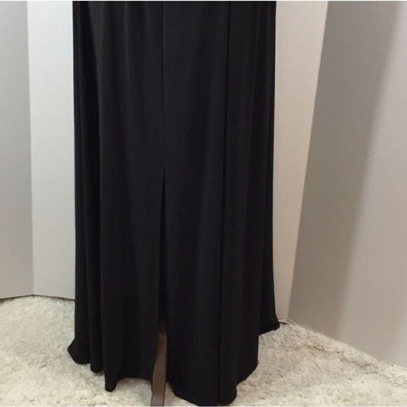 R&M Richard Gown Long Dress Black Sequin Midriff Bare Shoulders Front Slit Sz 6P - Picture 8 of 10